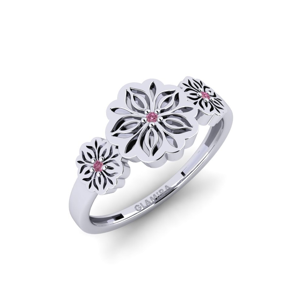 Vàng Trắng 14K Đá Rhodolite Nhẫn Bukad