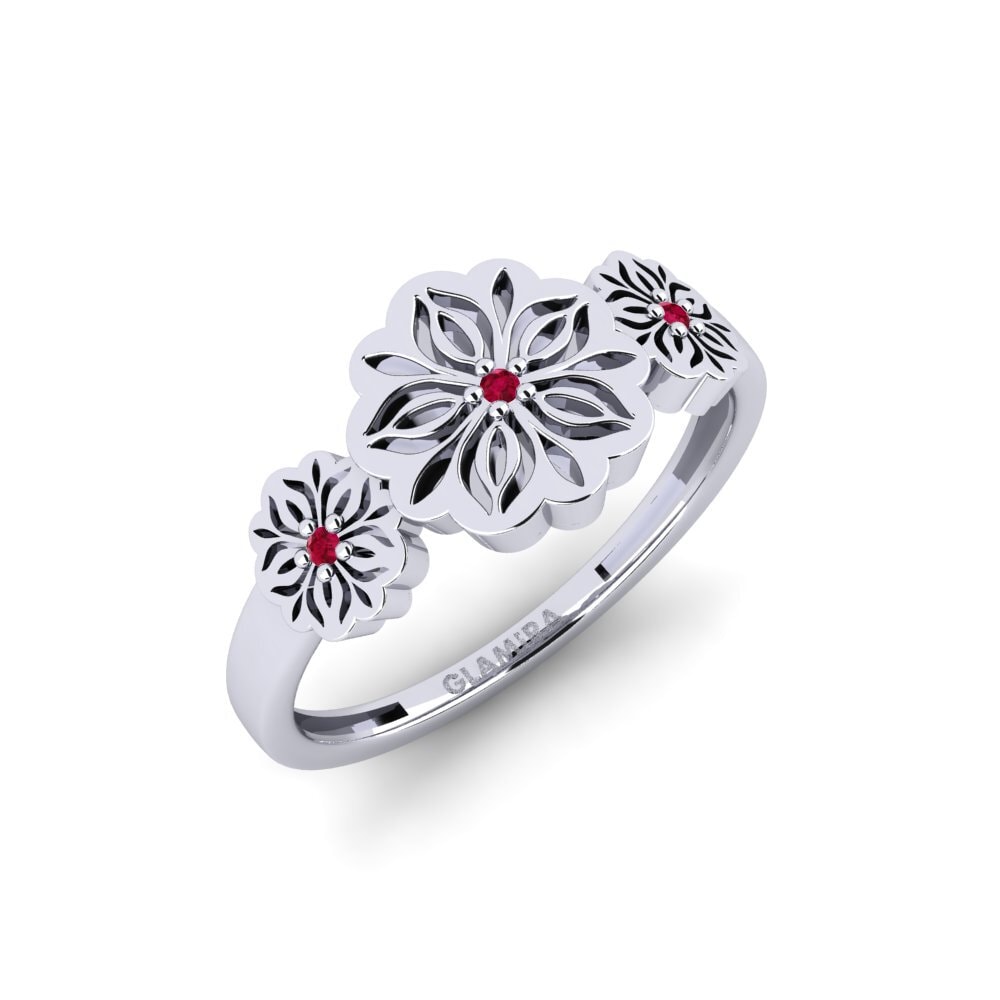 Vàng Trắng 14K Đá Ruby / Hồng Ngọc Nhẫn Bukad