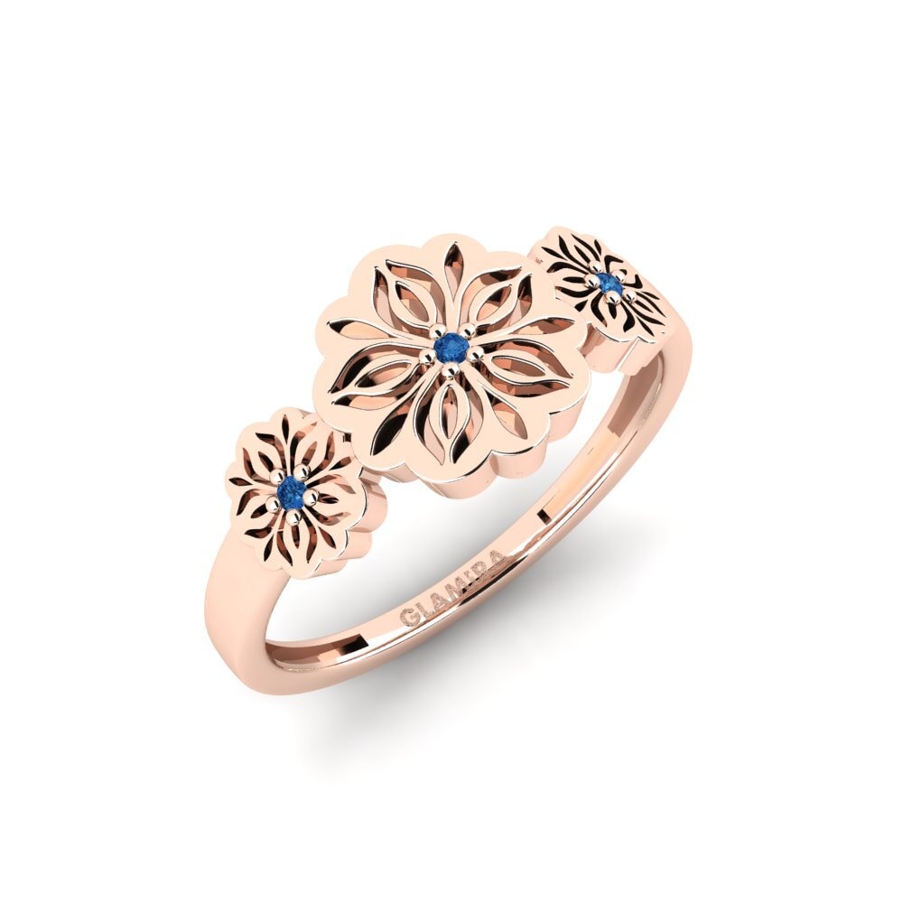 Rotgold 375 Dunkelblauer Zirkonia Ring Bukad