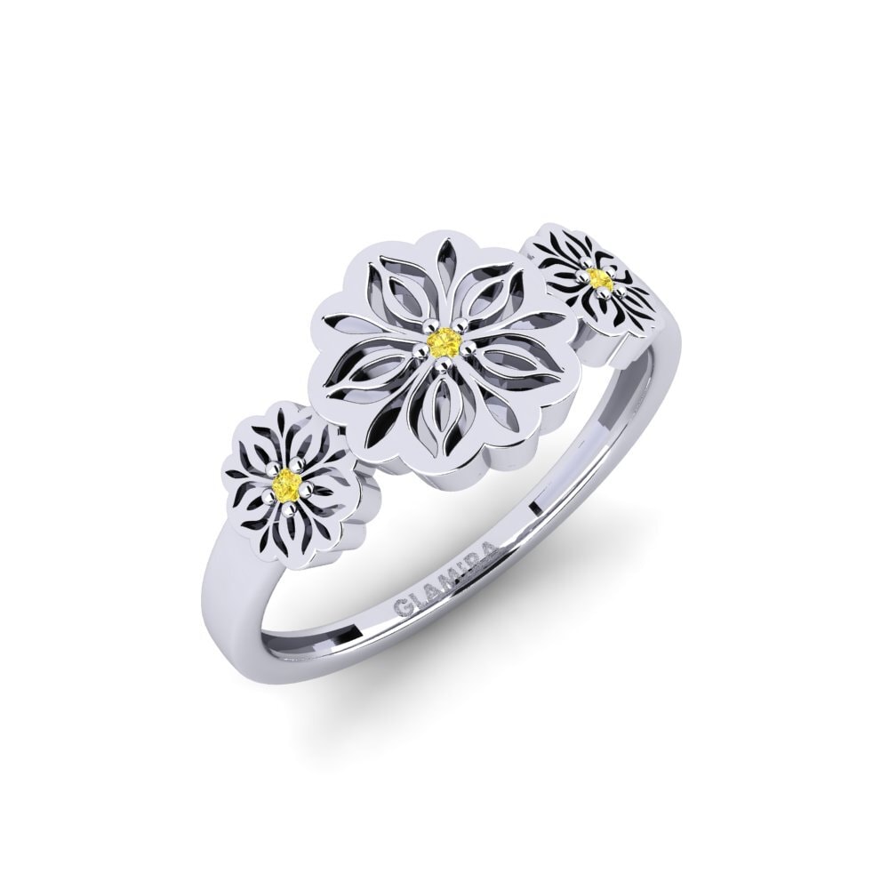 Weiß-Silber Gelber Saphir Ring Bukad
