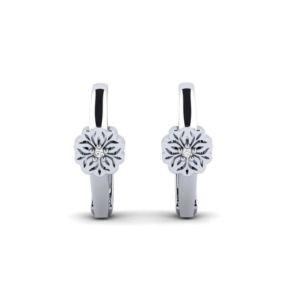 Vàng Trắng 14K Đá Moissanite Bông tai nữ Bulak
