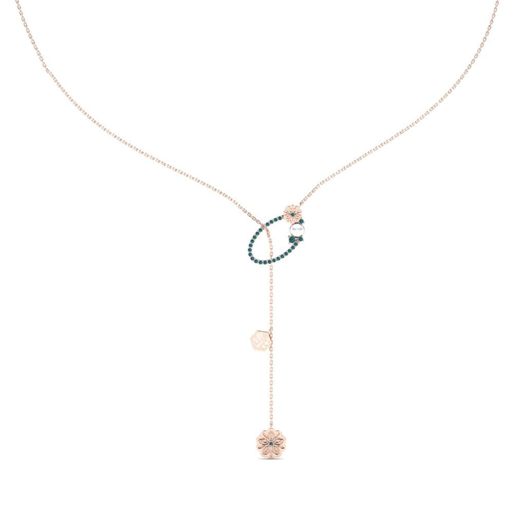 Rotgold 750 Blauer Diamant Damen halskette Bunyi