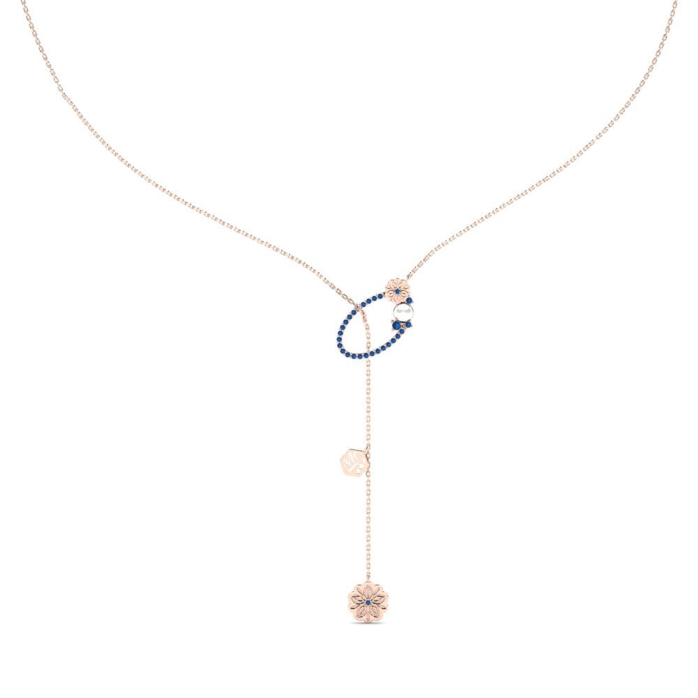 Rotgold 375 Dunkelblauer Zirkonia Damen halskette Bunyi
