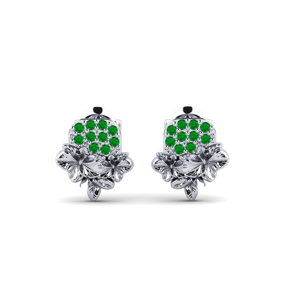 Vàng Trắng 14K Đá Emerald / Ngọc lục Bảo Bông tai nữ Chrystie