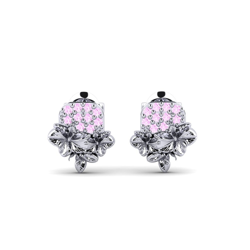 Vàng Trắng 14K Đá Sapphire Hồng Bông tai nữ Chrystie