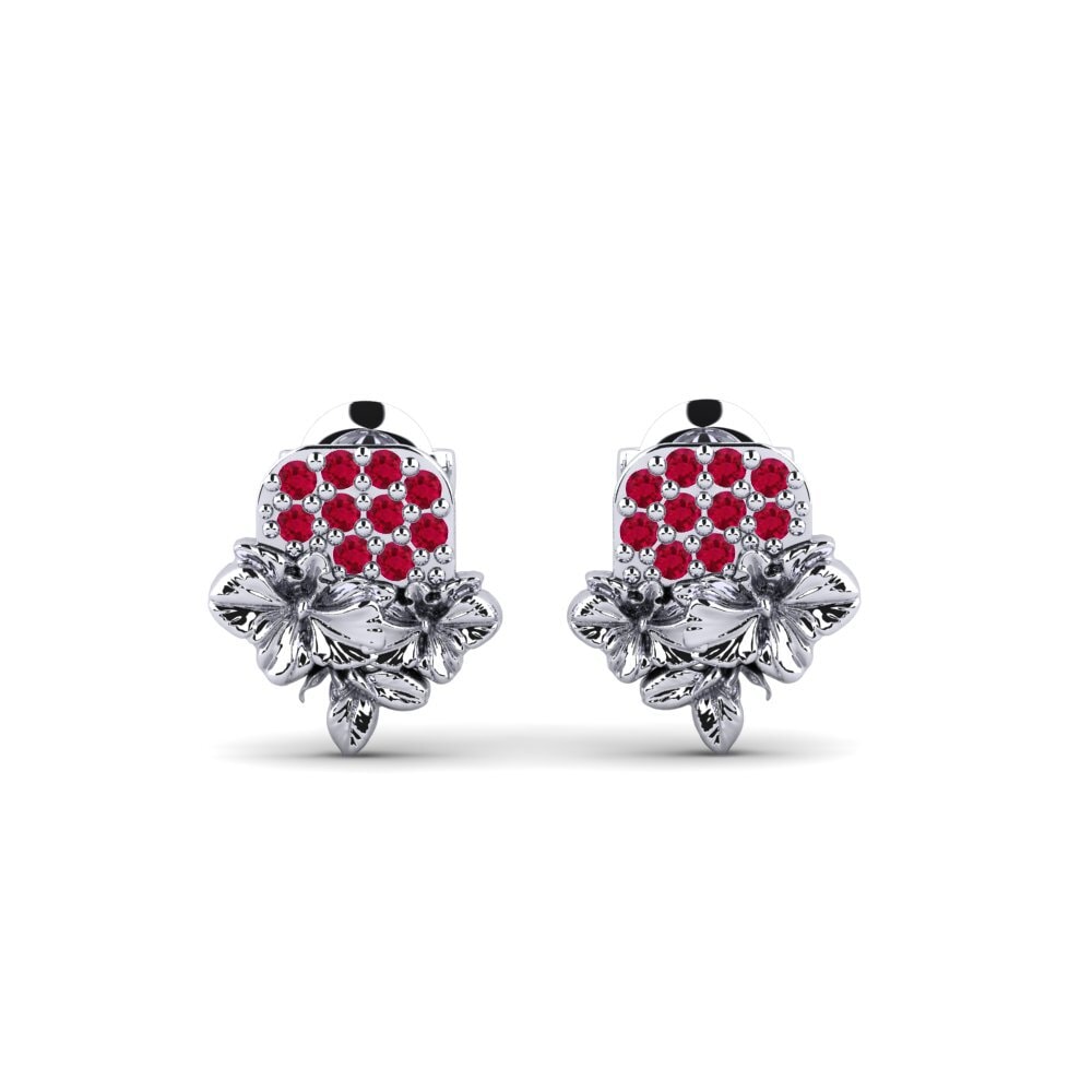 Vàng Trắng 14K Đá Ruby / Hồng Ngọc Bông tai nữ Chrystie