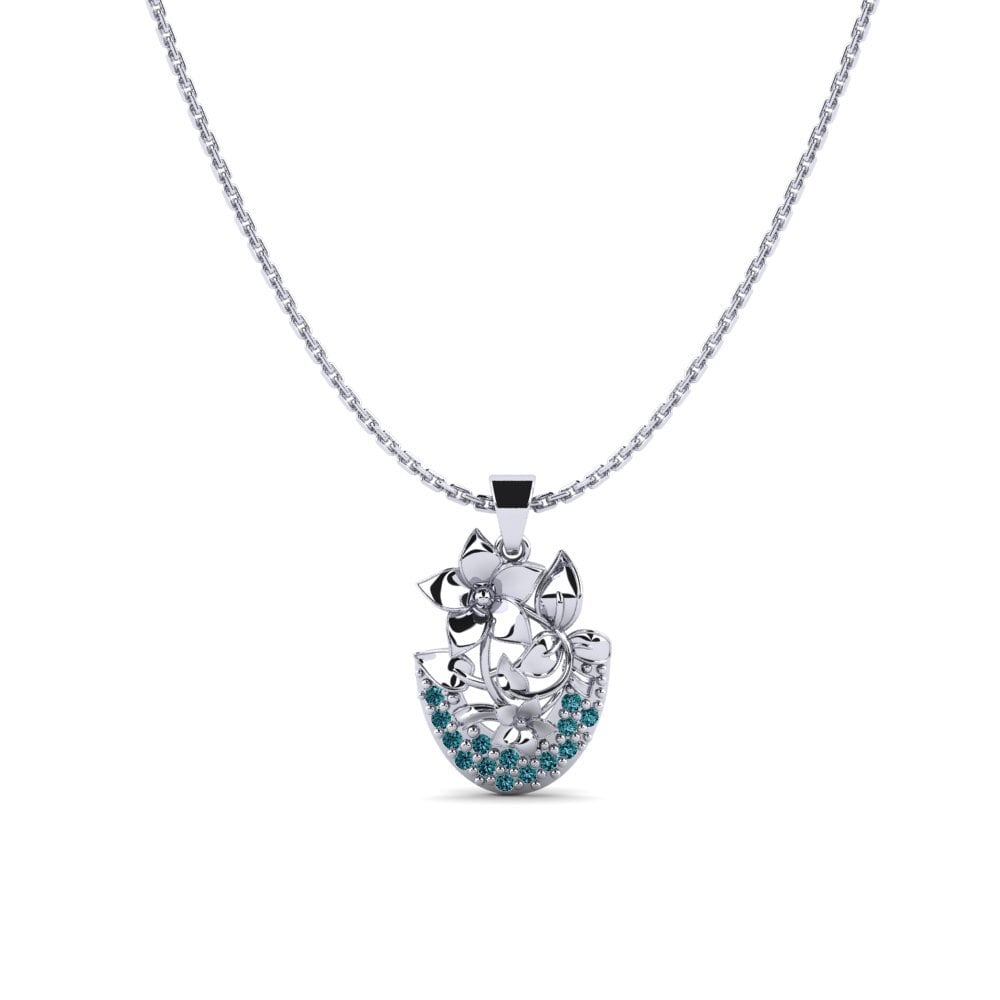 Palladium trắng Kim Cương Xanh Dương Mặt dây chuyền nữ Cistaceae
