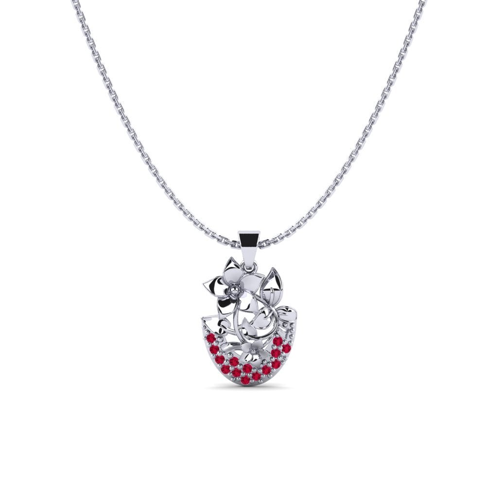 Vàng Trắng 14K Đá Ruby / Hồng Ngọc Mặt dây chuyền nữ Cistaceae