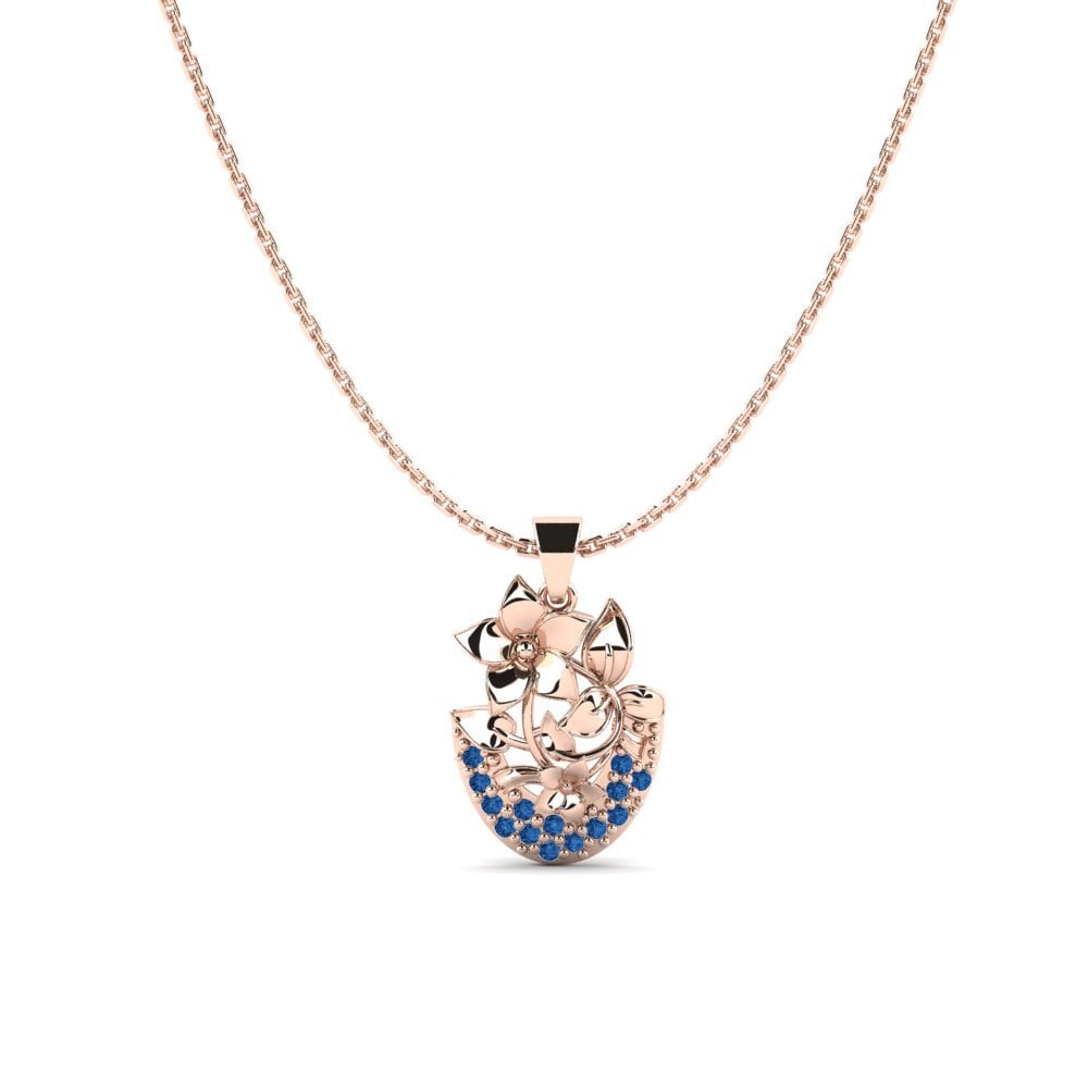 Rotgold 375 Dunkelblauer Zirkonia Damen anhänger Cistaceae