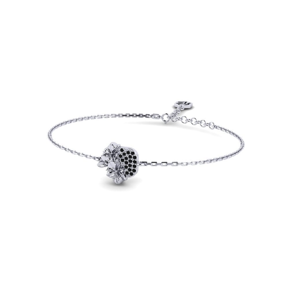 Weißgold 585 Schwarzer Diamant Damen armband Court