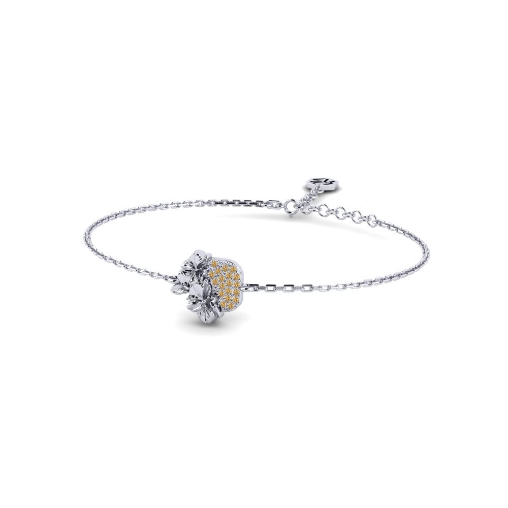 Vàng Trắng 14K Kim Cương Nâu Vòng tay nữ Court