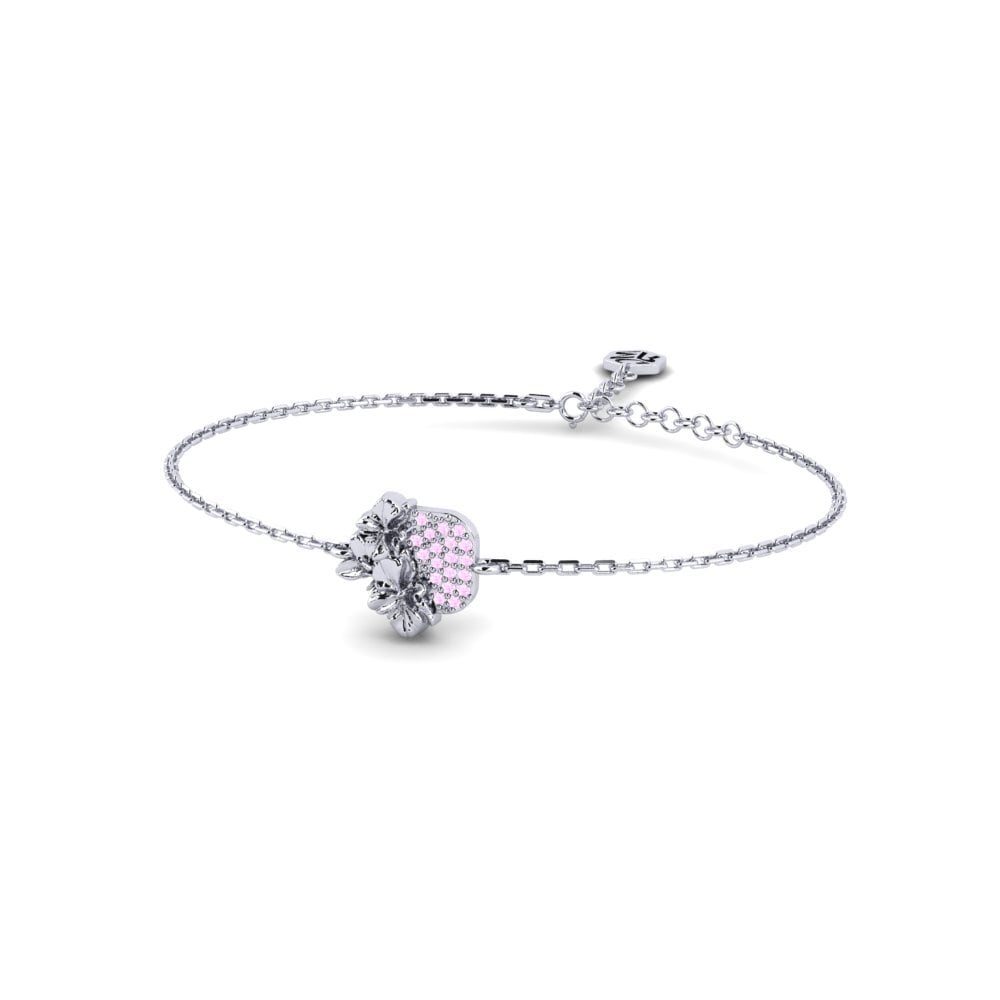 Vàng Trắng 14K Đá Sapphire Hồng Vòng tay nữ Court