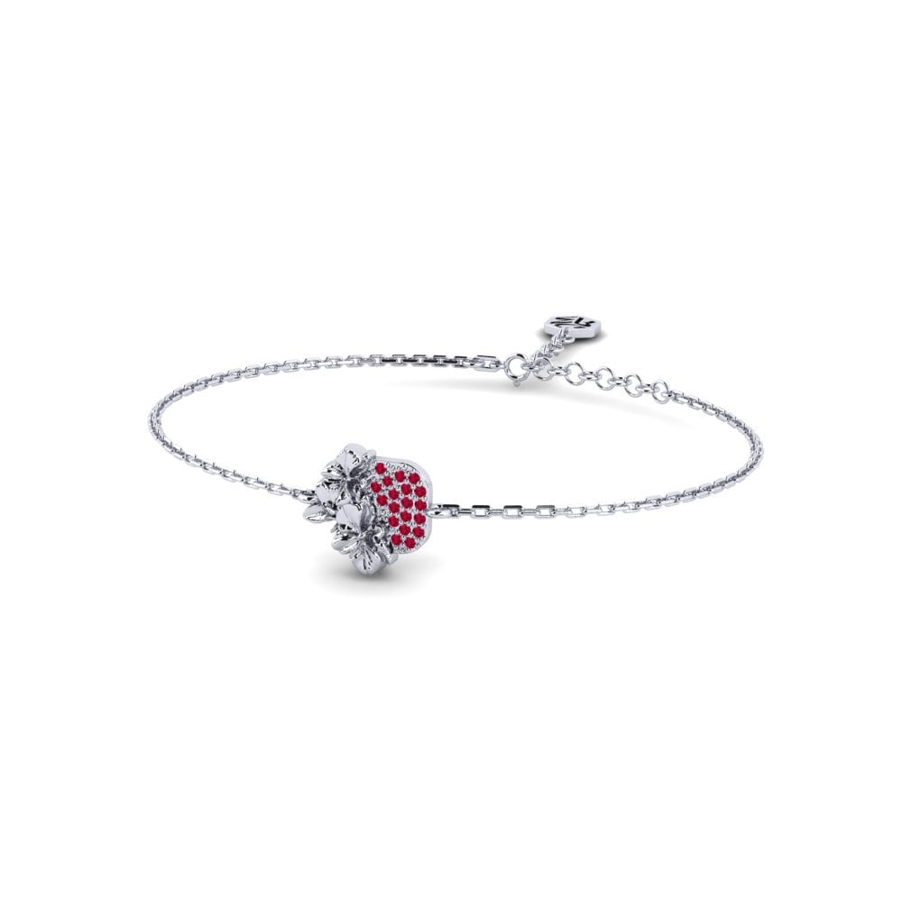 Vàng Trắng 14K Đá Ruby / Hồng Ngọc Vòng tay nữ Court