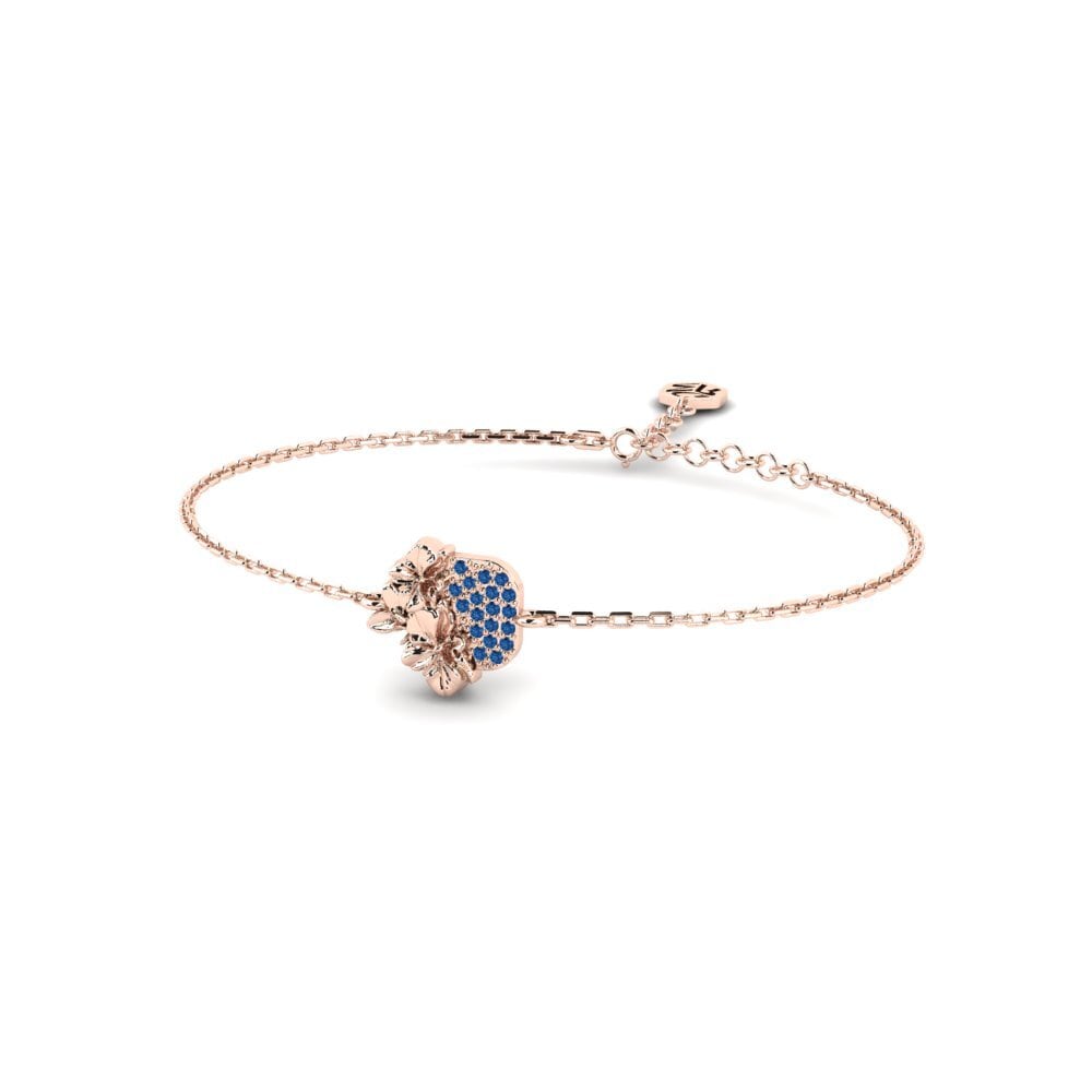 Rotgold 375 Dunkelblauer Zirkonia Damen armband Court