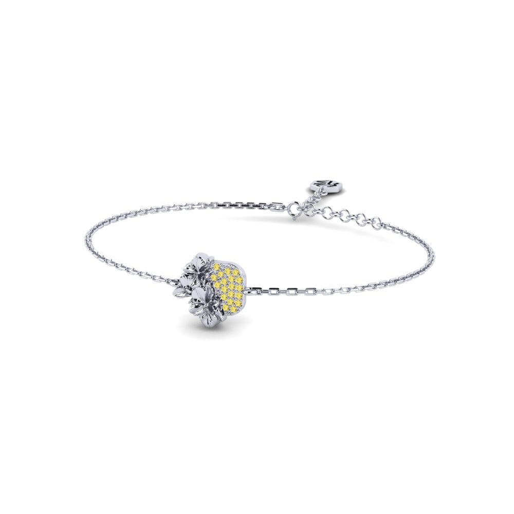 Weiß-Silber Gelber Saphir Damen armband Court
