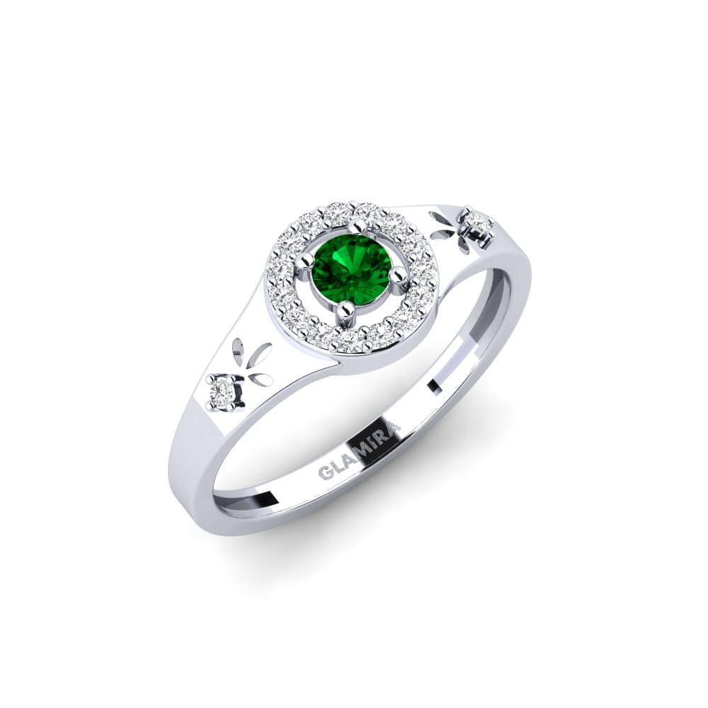 Platin trắng Đá Zirconia Xanh Nhẫn Cwako