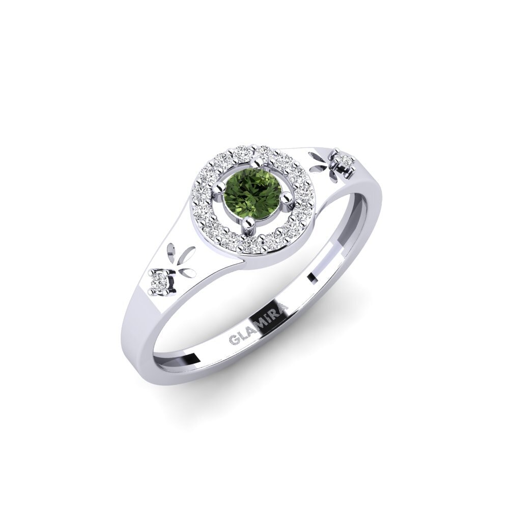 Plata 925 Zafiro Verde Anillo Cwako