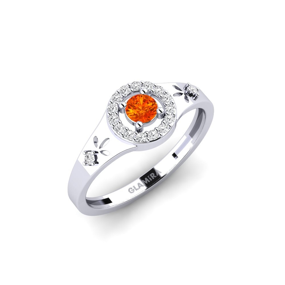 Weißgold 585 Orangefarbener Saphir Ring Cwako