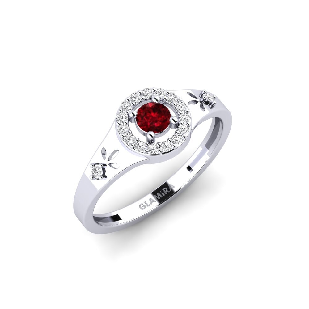 Vàng Trắng 14K Đá Ruby / Hồng Ngọc Nhẫn Cwako
