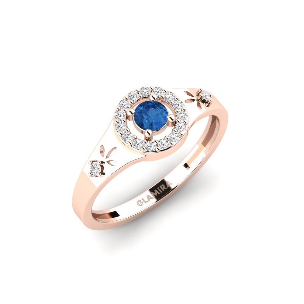 Rotgold 375 Dunkelblauer Zirkonia Ring Cwako