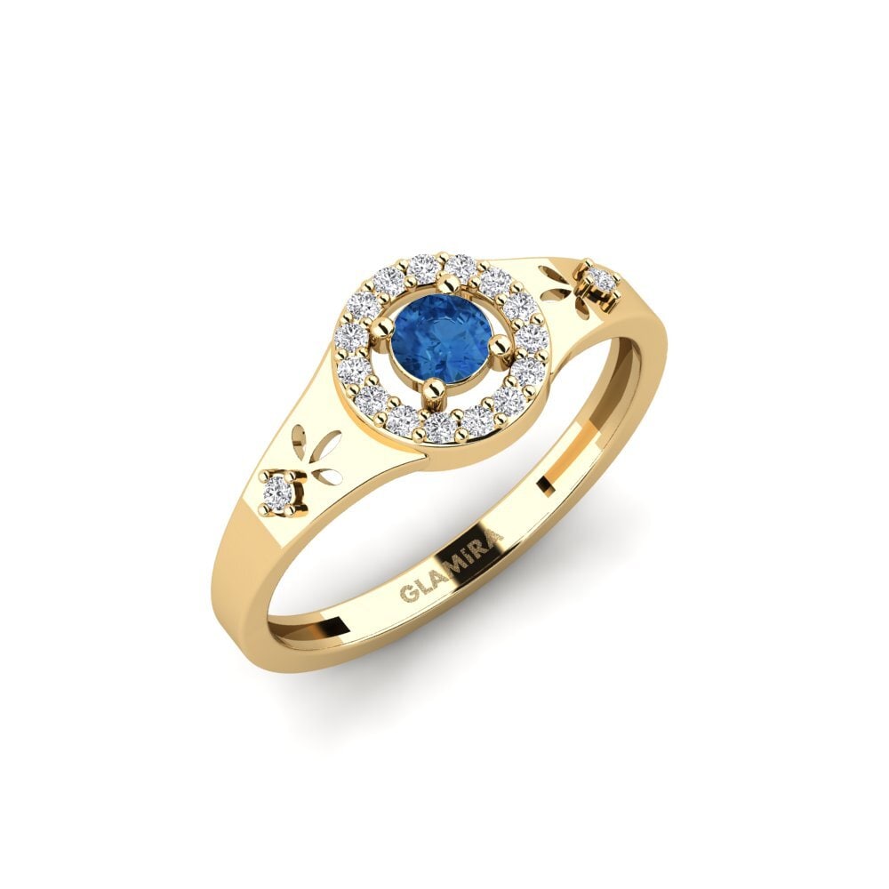 Zircônia azul escuro Anel Cwako