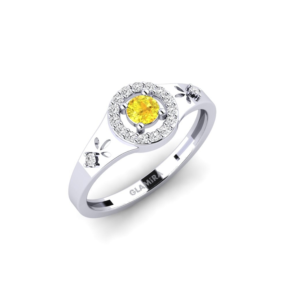 Weiß-Silber Gelber Saphir Ring Cwako