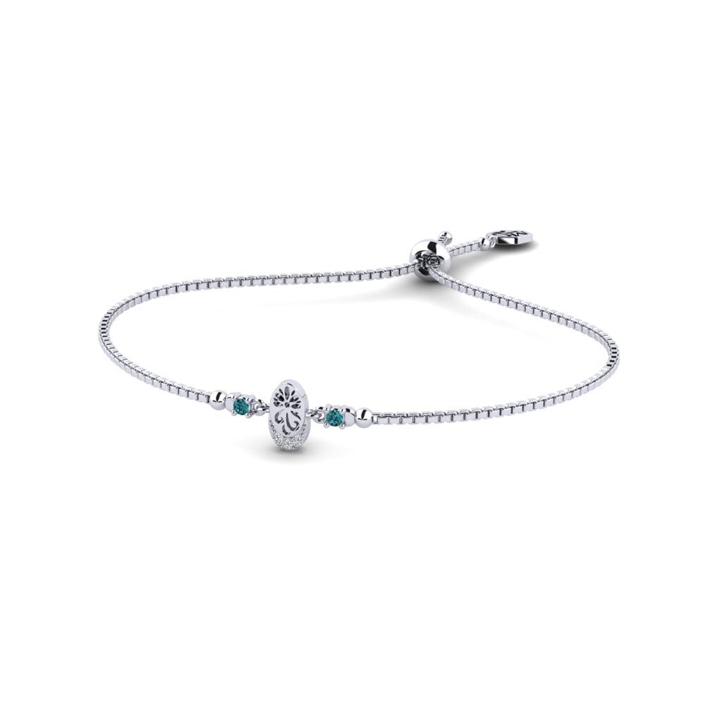 Palladium trắng Kim Cương Xanh Dương Vòng tay nữ Dakalo