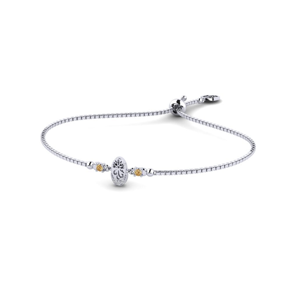 Vàng Trắng 14K Kim Cương Nâu Vòng tay nữ Dakalo