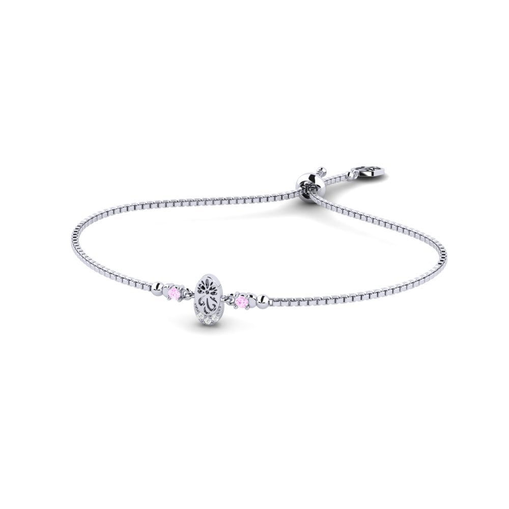 Vàng Trắng 14K Đá Sapphire Hồng Vòng tay nữ Dakalo