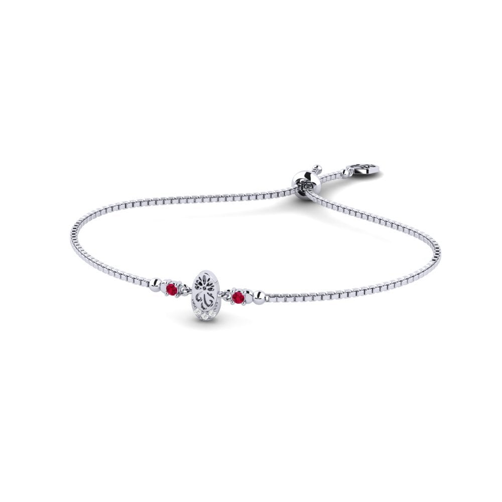 Vàng Trắng 14K Đá Ruby / Hồng Ngọc Vòng tay nữ Dakalo