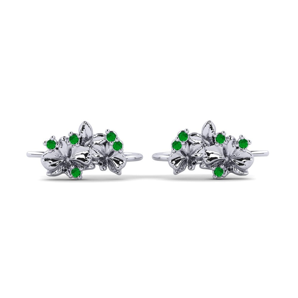 Vàng Trắng 14K Đá Emerald / Ngọc lục Bảo Bông tai nữ Ebure