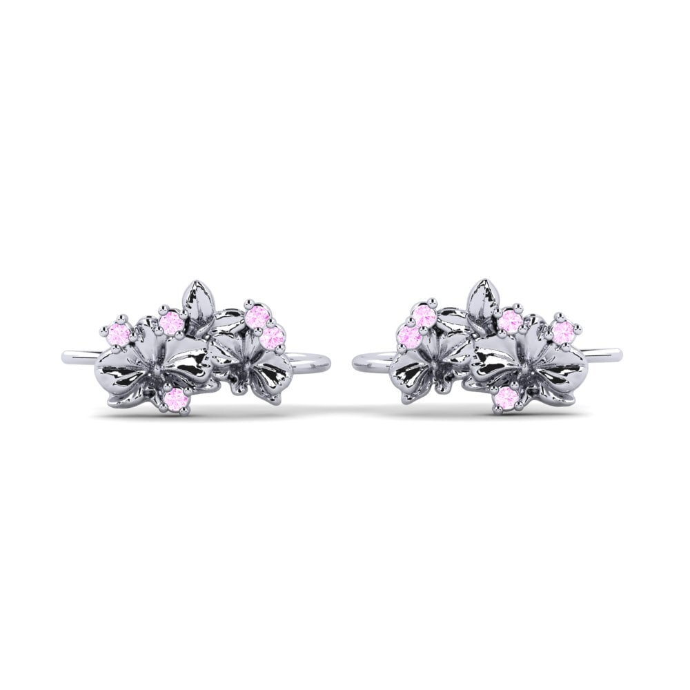 Vàng Trắng 14K Đá Sapphire Hồng Bông tai nữ Ebure