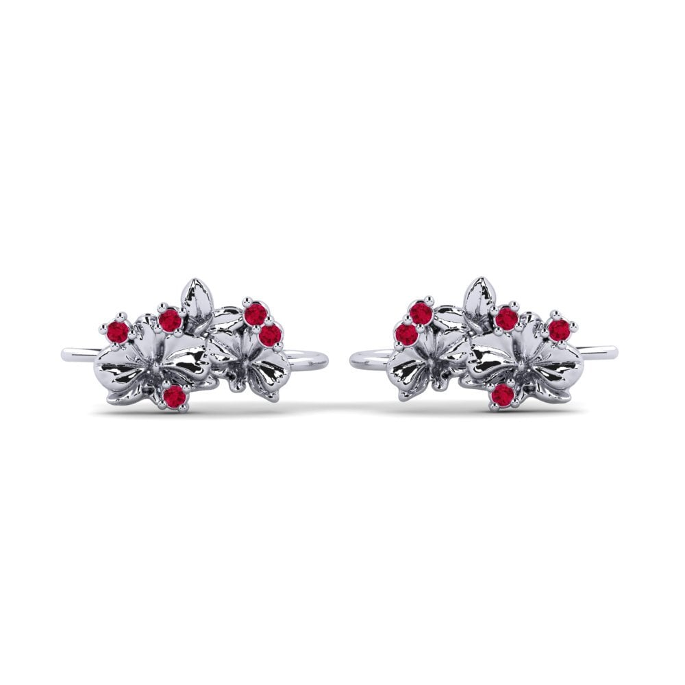Vàng Trắng 14K Đá Ruby / Hồng Ngọc Bông tai nữ Ebure