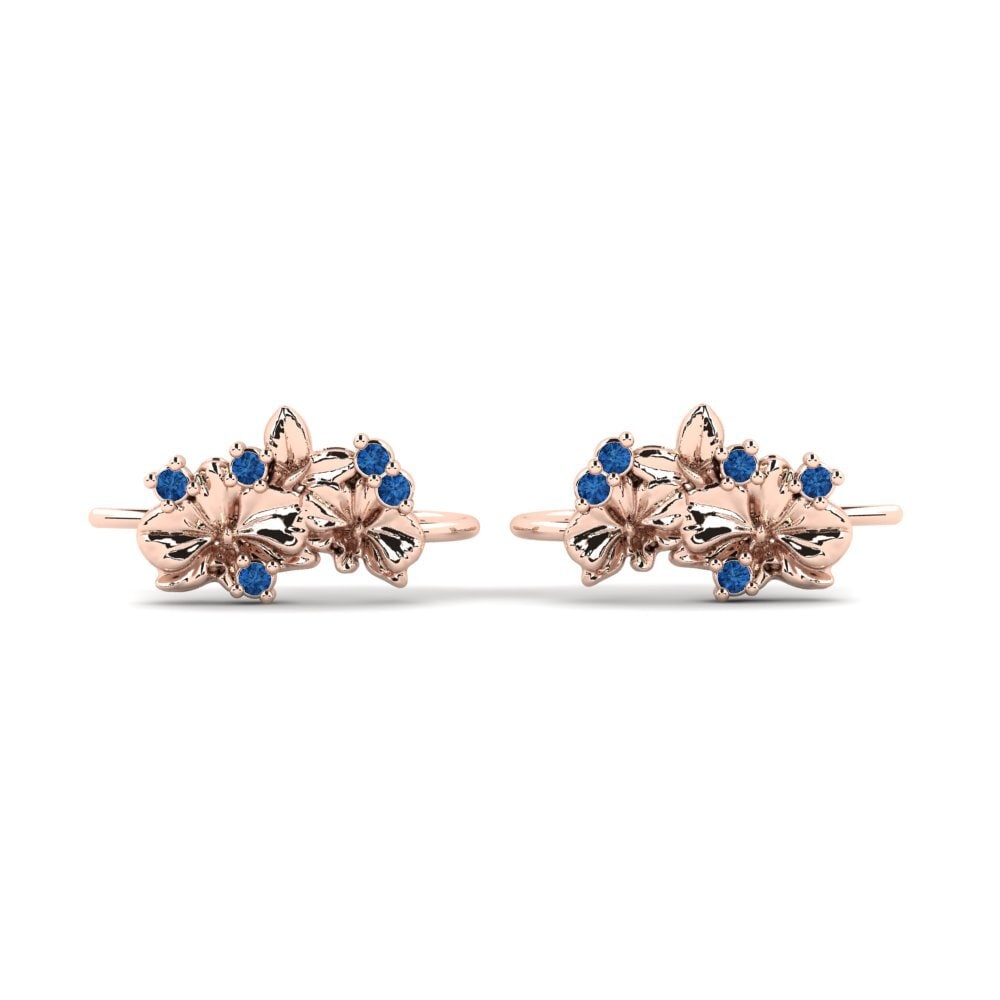 Rotgold 375 Dunkelblauer Zirkonia Damen ohrring Ebure