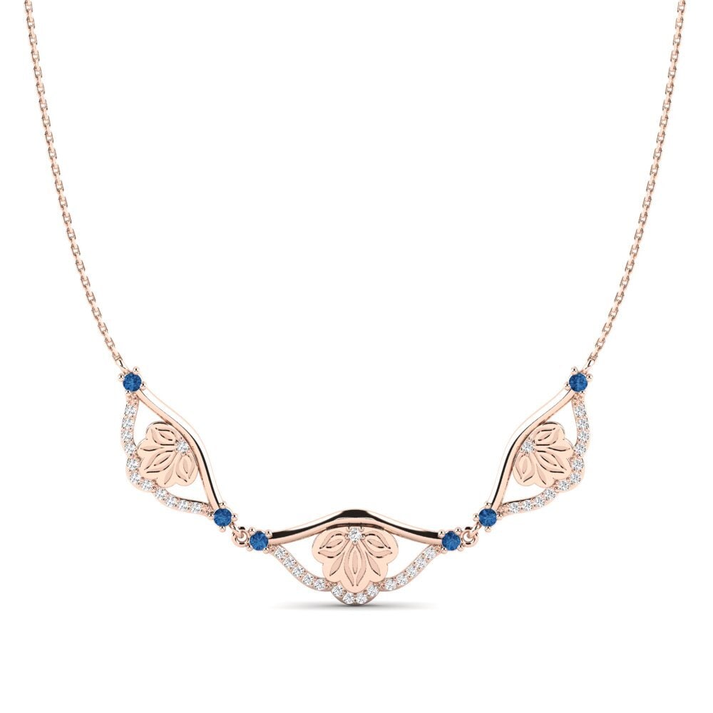 Rotgold 375 Dunkelblauer Zirkonia Damen halskette Echwayitile