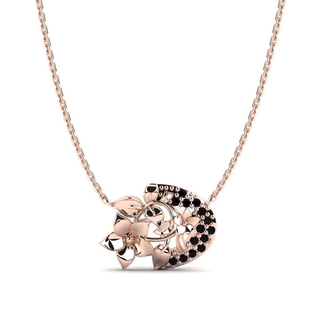 18k Oro Rosa Ónix Negro Collar de Mujer Eldridge
