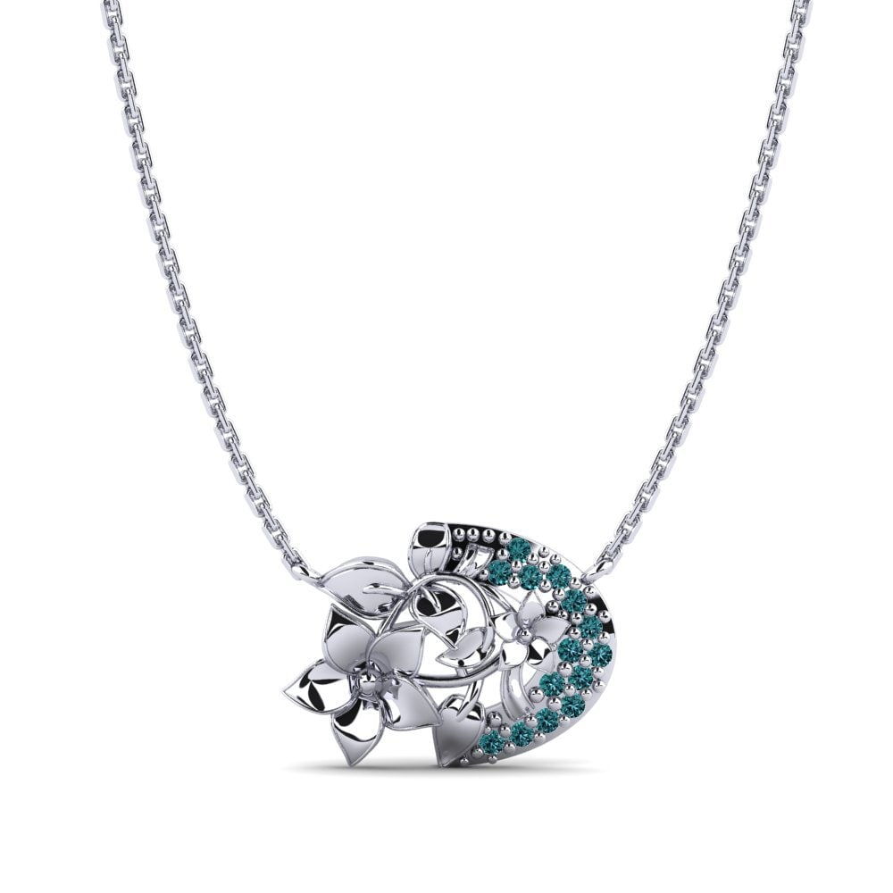 Palladium trắng Kim Cương Xanh Dương Dây chuyền nữ Eldridge