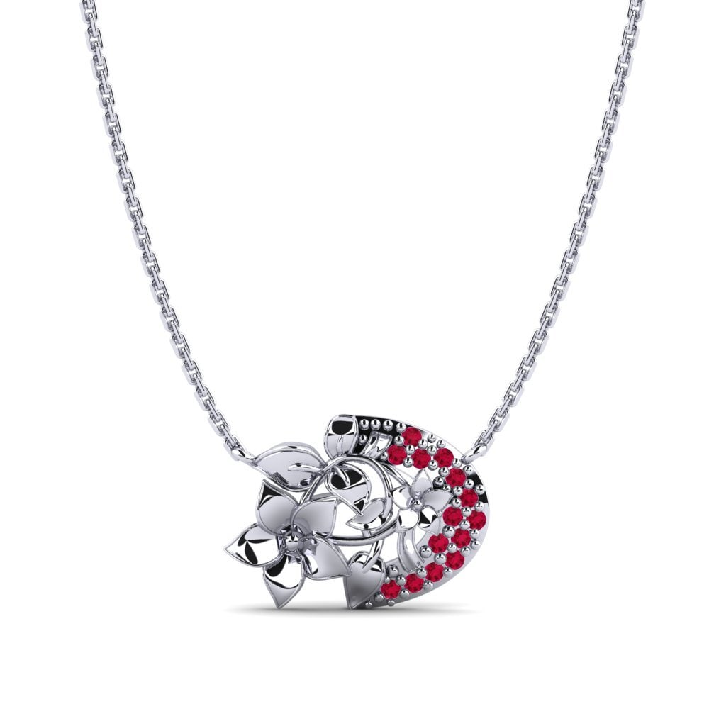 Vàng Trắng 14K Đá Ruby / Hồng Ngọc Dây chuyền nữ Eldridge