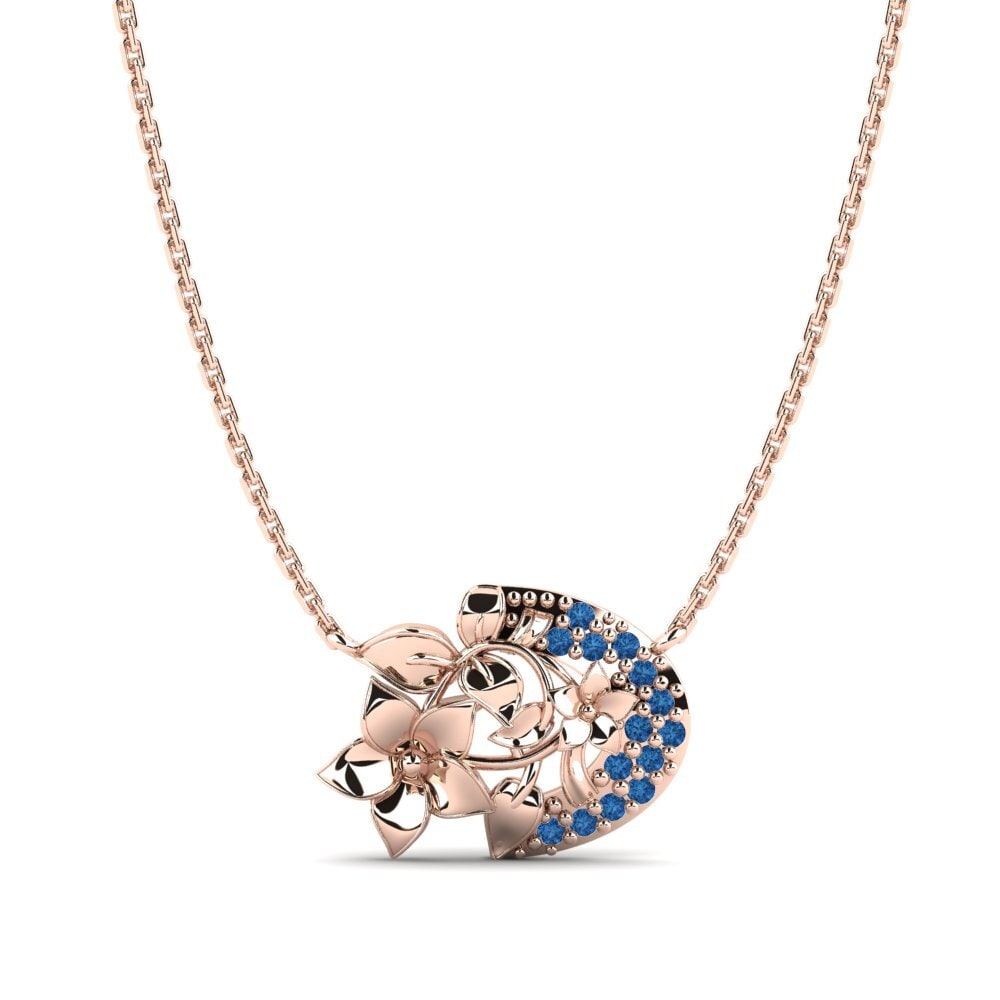 Rotgold 375 Dunkelblauer Zirkonia Damen halskette Eldridge