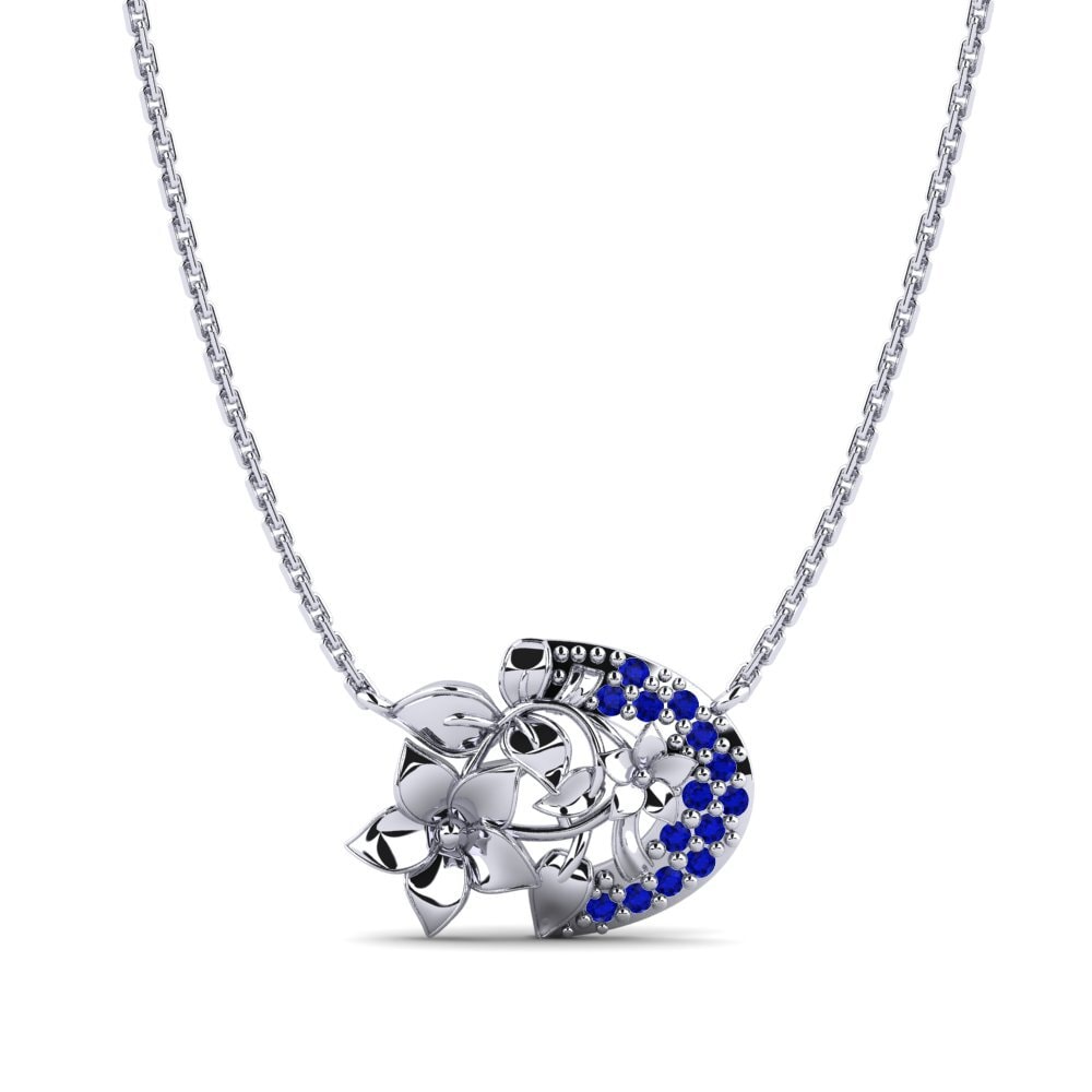 Vàng Trắng 14K Đá Sapphire Dây chuyền nữ Eldridge