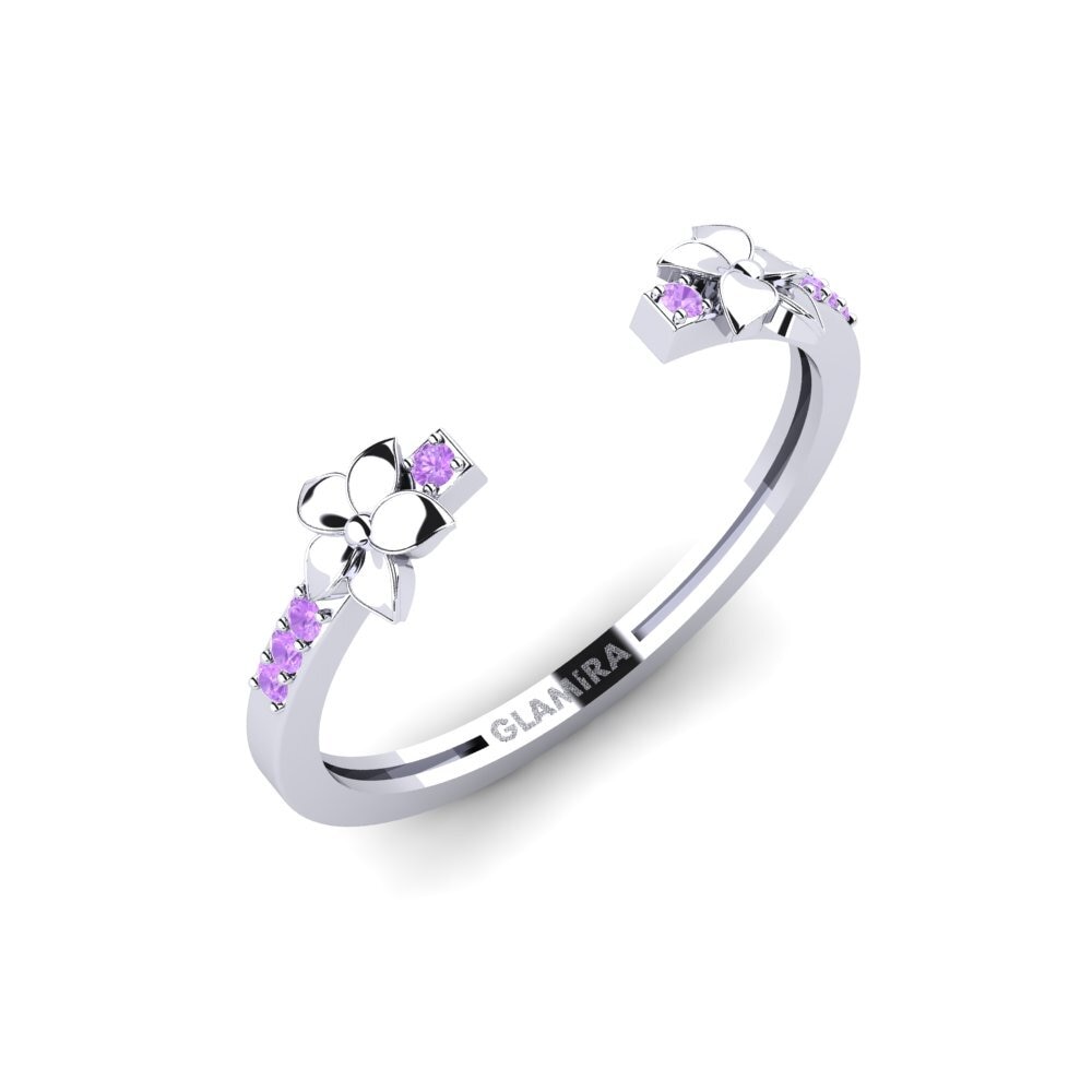 Vàng Trắng 14K Đá Thạch Anh Tím Nhẫn Elyore