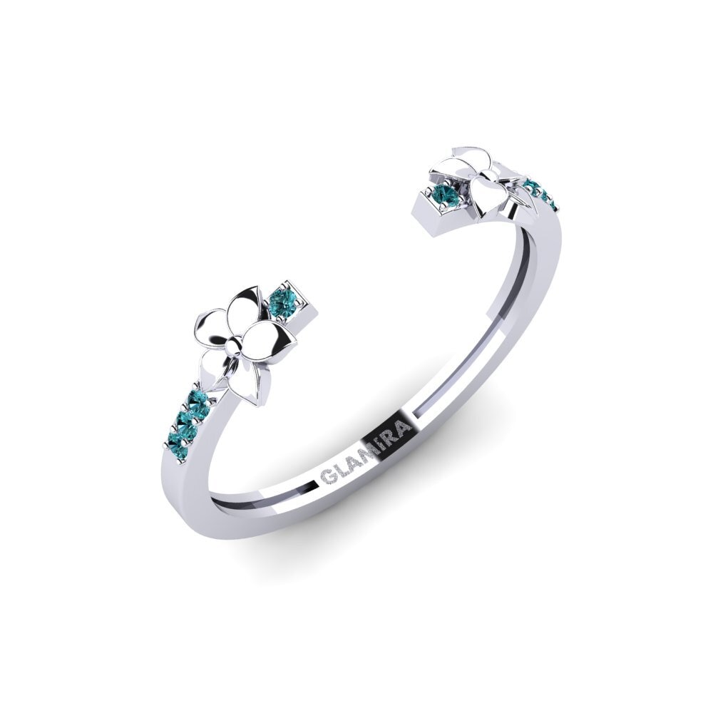 Palladium trắng Kim Cương Xanh Dương Nhẫn Elyore