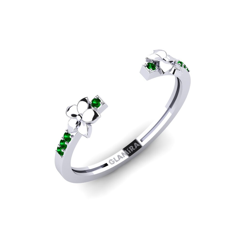 Platin trắng Đá Zirconia Xanh Nhẫn Elyore