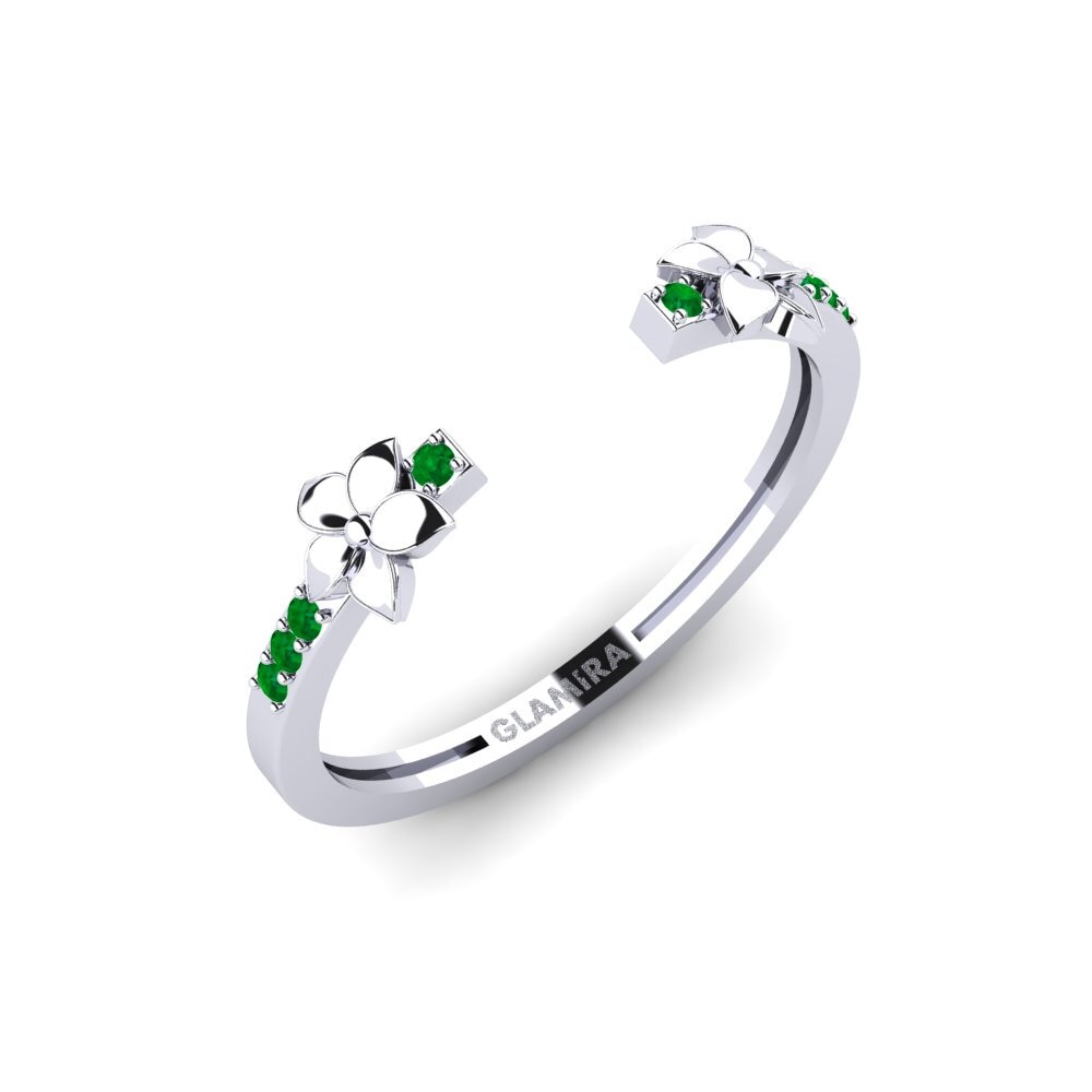 Vàng Trắng 14K Đá Emerald / Ngọc lục Bảo Nhẫn Elyore