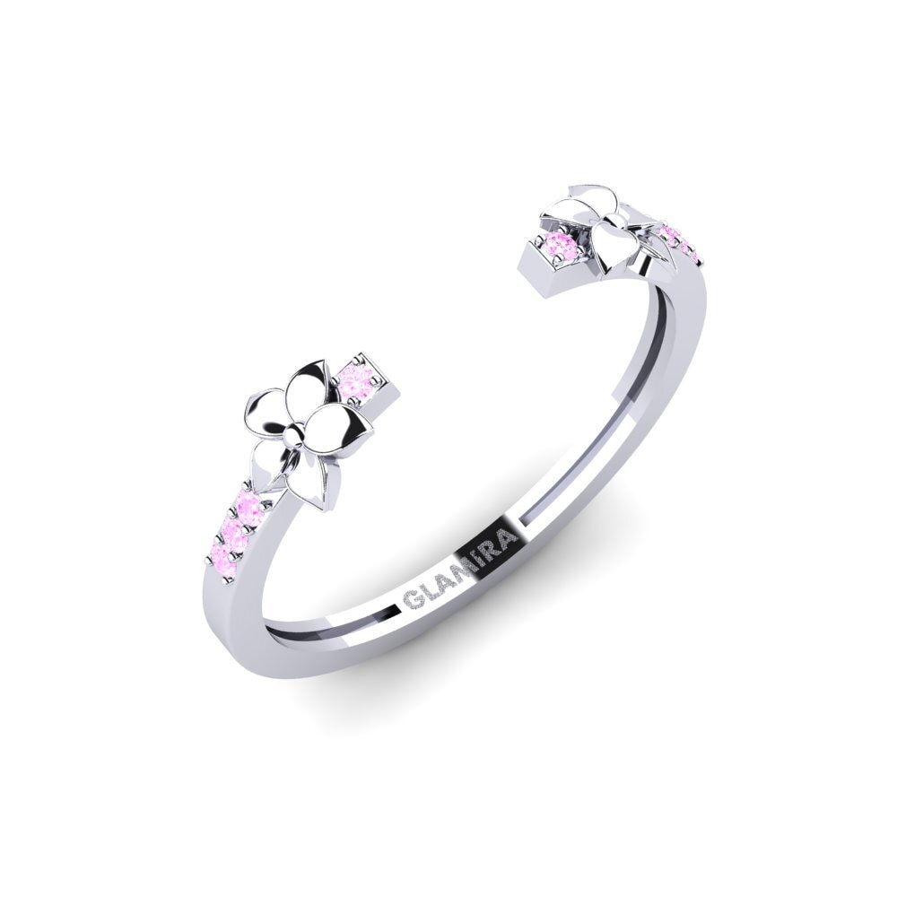 Vàng Trắng 14K Đá Sapphire Hồng Nhẫn Elyore