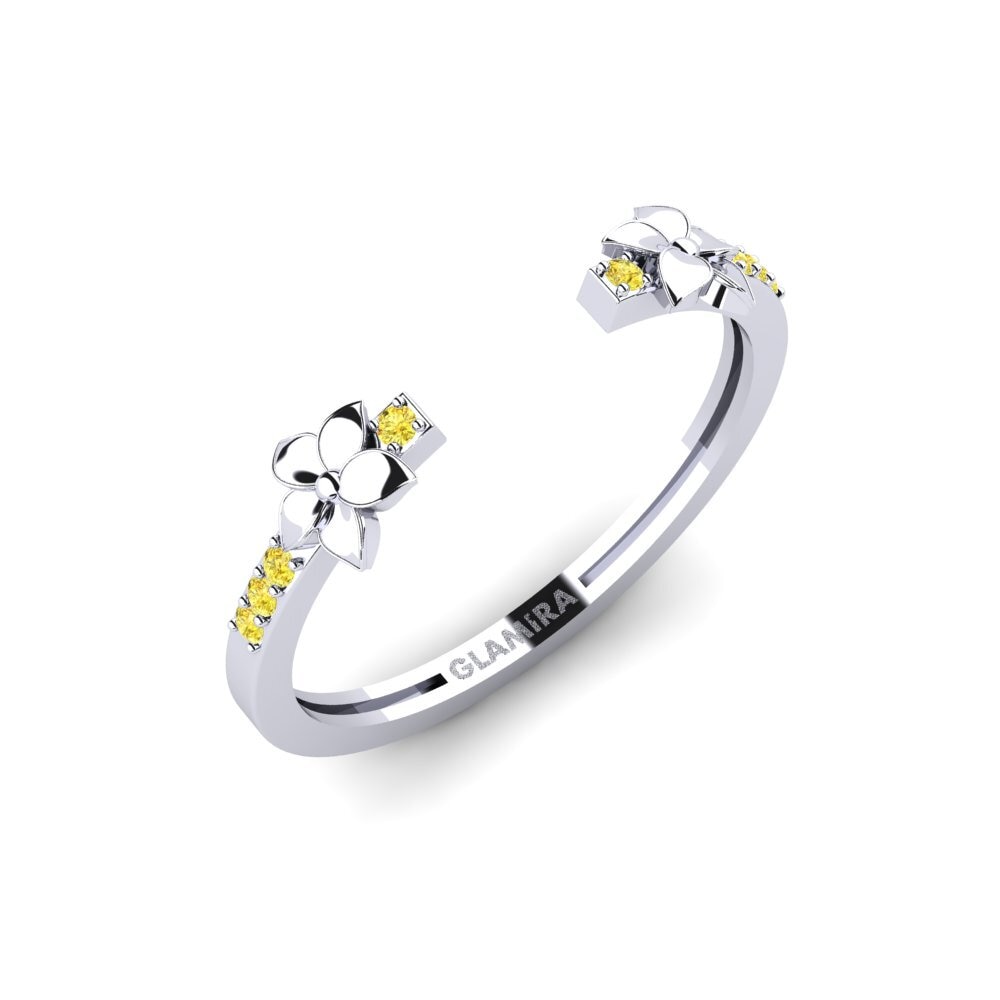 Weiß-Silber Gelber Saphir Ring Elyore