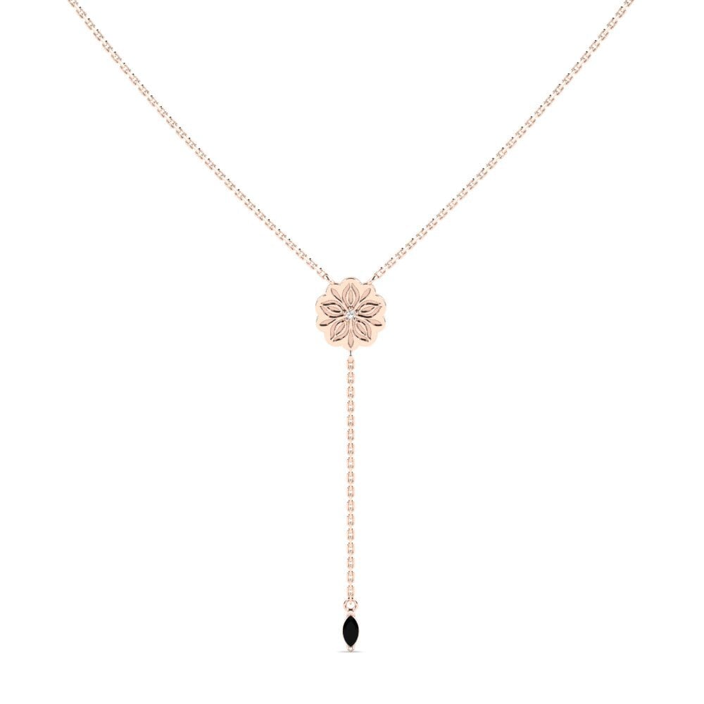 18k Oro Rosa Ónix Negro Collar de Mujer Erangi