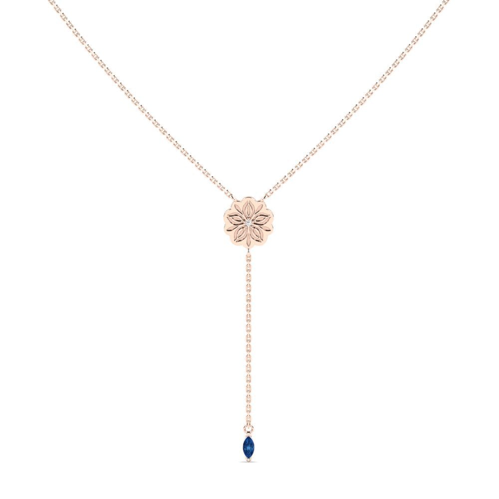 Rotgold 375 Dunkelblauer Zirkonia Damen halskette Erangi