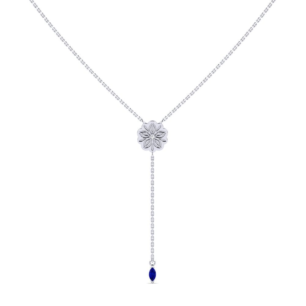 Vàng Trắng 14K Đá Sapphire Dây chuyền nữ Erangi