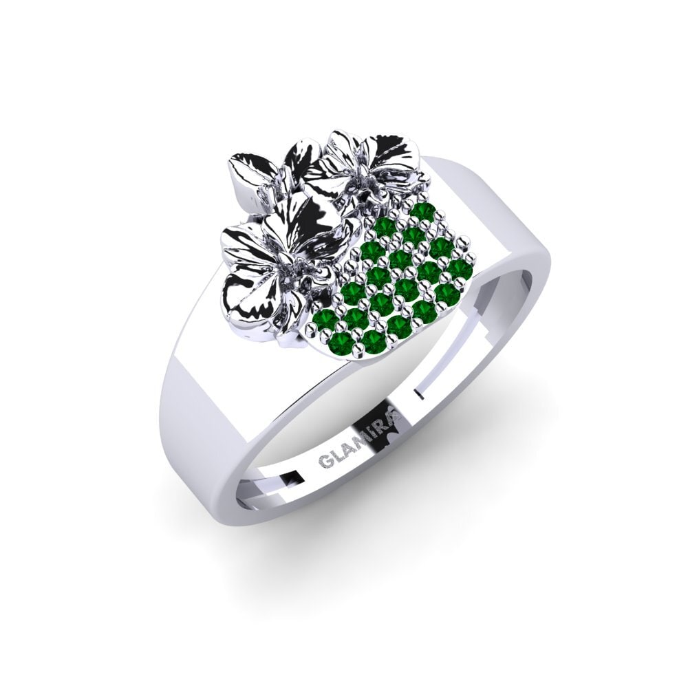 Platin trắng Đá Zirconia Xanh Nhẫn Ericaceae